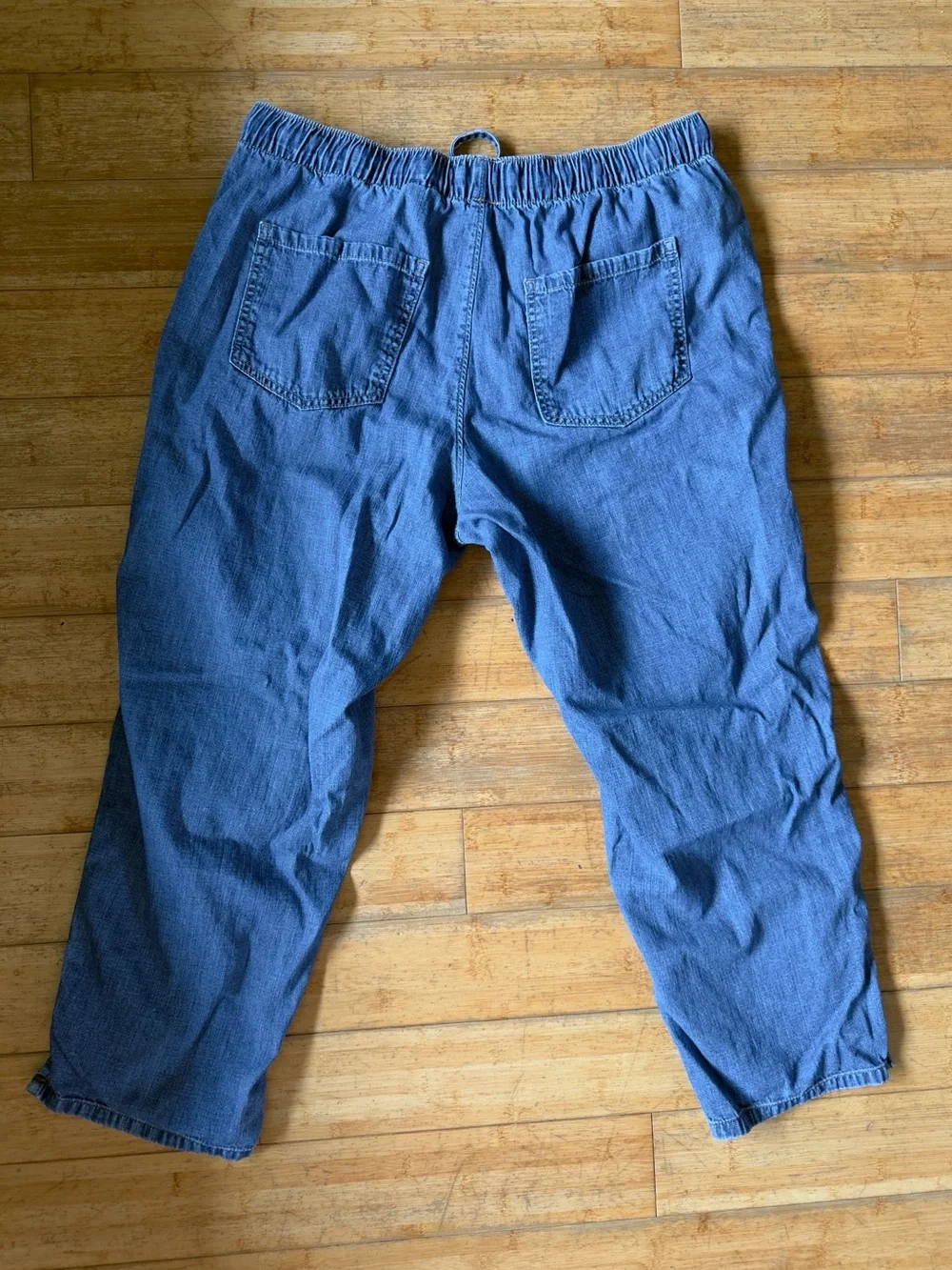 Drawstring Chambray Pull On Pants